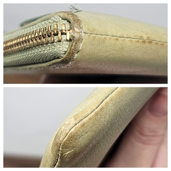 FOSSIL Zip Around Green Leather Clutch Wallet Wrist Strap - Picture 7 of 16